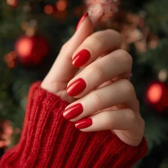 simple red christmas nails IMG01