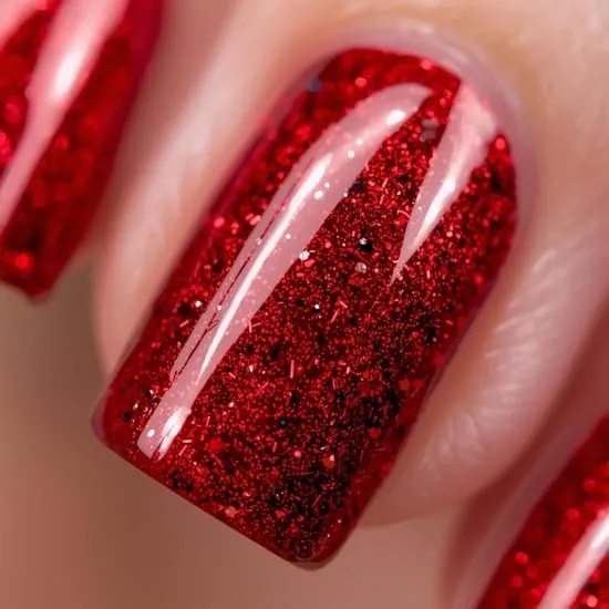 simple red christmas nails IMG04