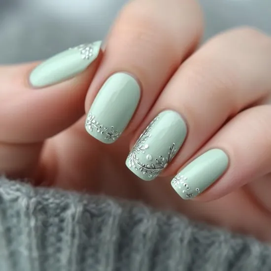 11 Simple Green Christmas Nails IMG04
