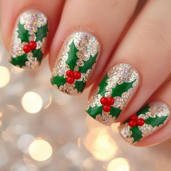 14+ christmas holly nails IMG04