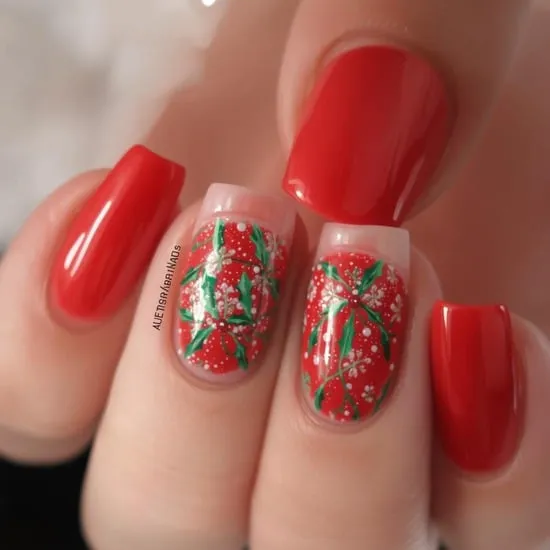 simple red christmas nails IMG06