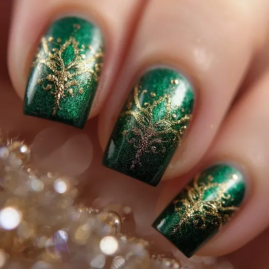 11 Simple Green Christmas Nails IMG06