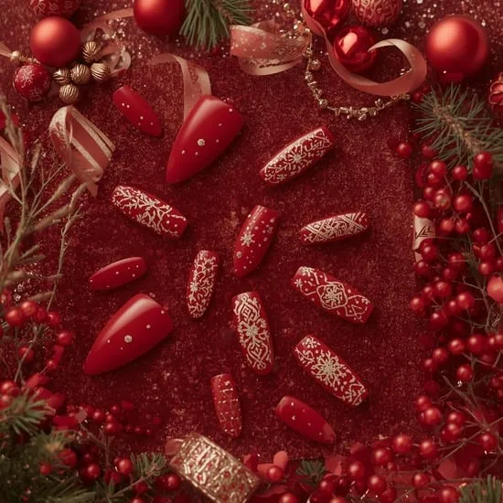 simple red christmas nails IMG08