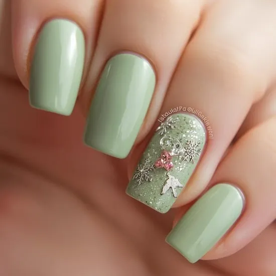 11 Simple Green Christmas Nails IMG09