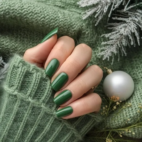 11 Simple Green Christmas Nails IMG13